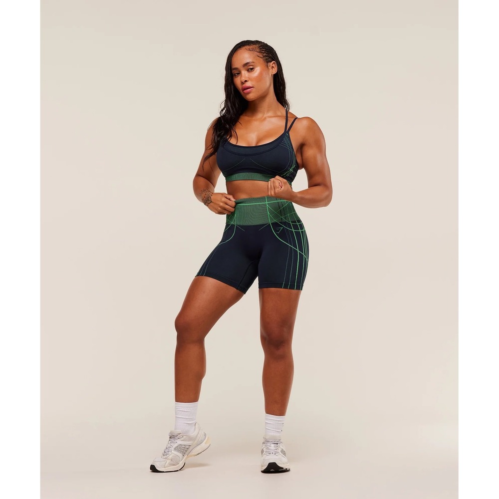 Gymshark Apex Seamless Shorts Black Green High Rise Athletic XL
